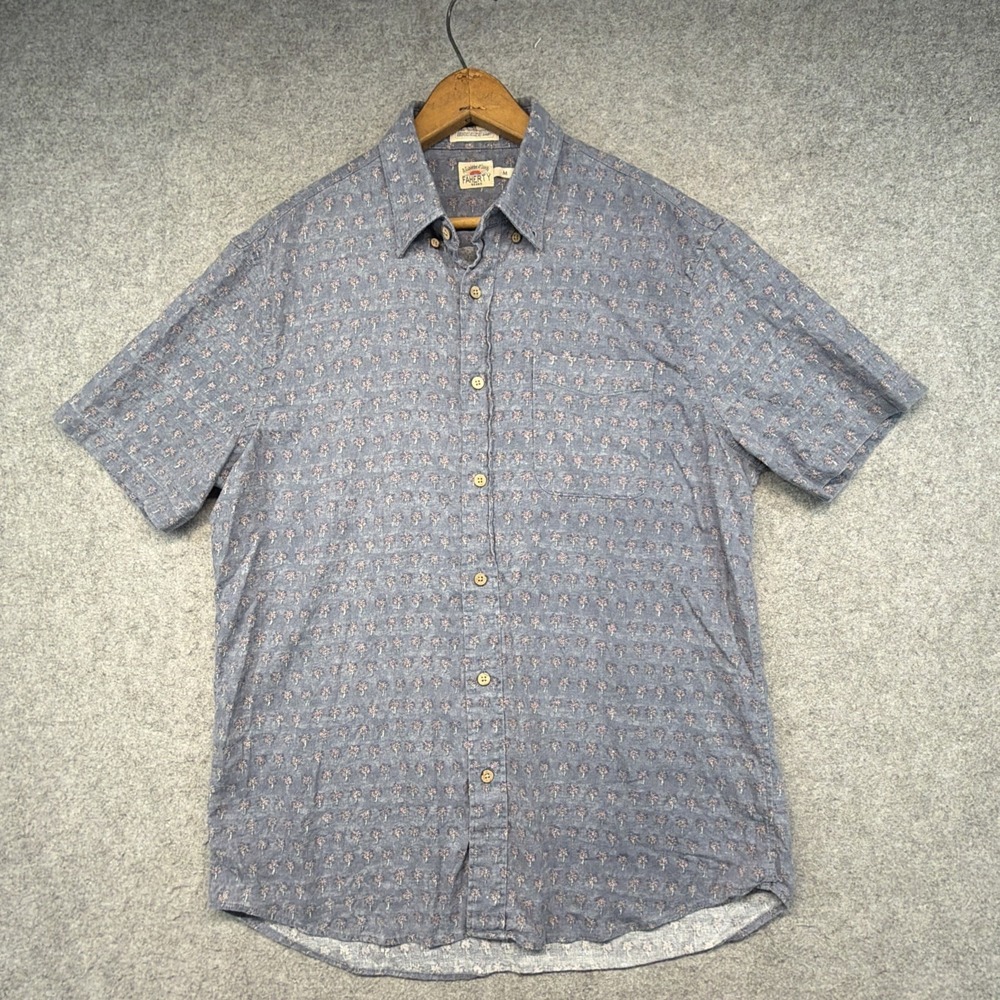 Faherty The Breeze AOP Floral Tropical Linen Blend Button Down Short Sleeve Sz M